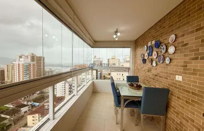Apartamento à venda em praia grande com 2 quartos sendo 01 suíte com vista mar
