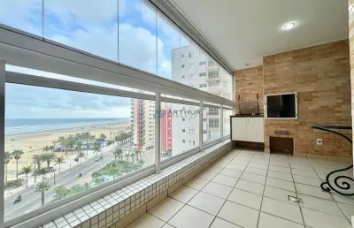 Apartamento à venda em praia grande com 03 dormitórios, 01 suíte, frente mar