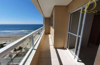 Apto com 2 dormitórios, sendo 1 suíte, com varanda , predio frente mar, 82 m² - jardim real - praia grande/sp