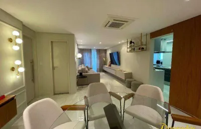 Apartamento alto padrão com 3 suítes, 164m2, mobiliado na tupi em praia grande sp.