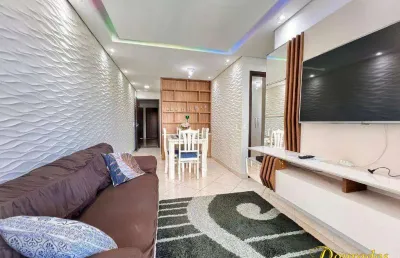 Apto de 2 dorm(s), sendo 2 suítes, mobiliado,  com varanda e vista mar na tupi em praia grande sp.