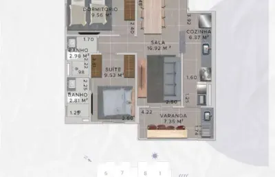 Apartamento à venda em praia grande, jardim real, com 2 quartos, 66,53m²