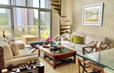 Vende apartamento com pé direito duplo, 2 suítes, 3 vagas, lazer completo com bosque privativo, no panamby