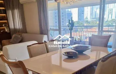 Aluga apartamento 3 suítes, mobiliado, varanda gourmet, churrasqueira, ar condicionado, lazer completo, elevador privativo, brooklin