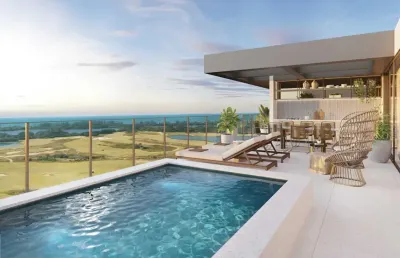 Cobertura linear 376m2 4 suítes , vista campo de golf e mar