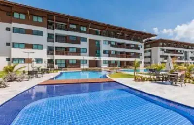 Excelente apartamento com varanda goumert, 2 quartos e lazer completo localizado na praia do cupe