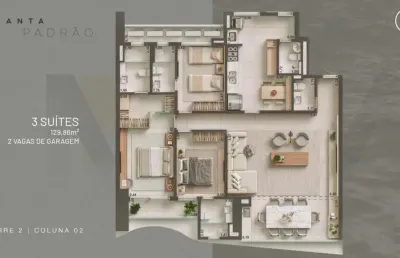 Apartamento com 3 dormitórios à venda, 129 m², a partir de r$ 1.501.090 - meireles - fortaleza/ce