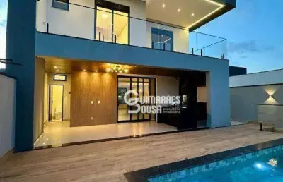 Casa alto padrão para locação com 3 suítes, climatizada, piscina e vista incrível – condomínio bosque da mata, valinhos/sp