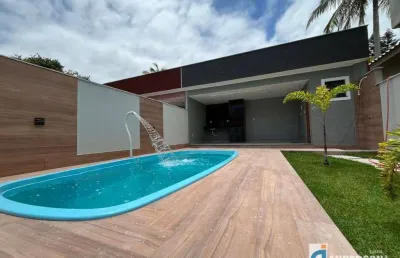 Excelente casa 2 quartos (1 suíte) com piscina e churrasqueira no jd. atlântico