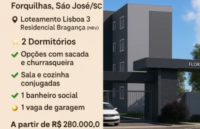 Apartamento com 2 quartos à venda no Forquilhas, São José 