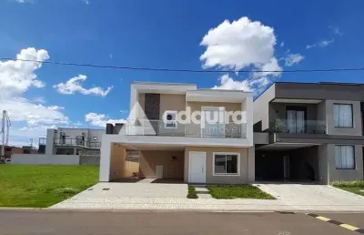 Ótimo sobrado, novo, em condomínio fechado, à venda, 200m², cará-cará, ponta grossa, pr