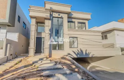 Casa nova à venda, 4 suítes, 4 vagas, piscina, condomínio la defense, ponta grossa, pr