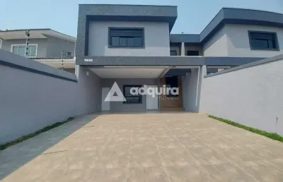 Lindo sobrado à venda, jardim carvalho, ponta grossa, pr. sobrado com 3 quartos (1 suíte), quintal,