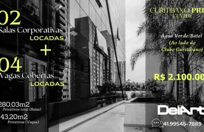 Conjunto comerciais corporativos locadas - (ao lado do clube curitibano) - 208,03m2 de área privativa (02 salas/conjuntos) - 04 vagas de garagem fixas