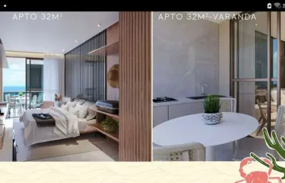 Flat com 01 quarto, 32,13 m² à venda no ed. beach class solare em muro alto-ipojuca.