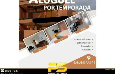 Casa com 4 dormitórios para alugar, 200 m² por r$ 6.000/ - bananeiras - bananeiras/pb #cida
