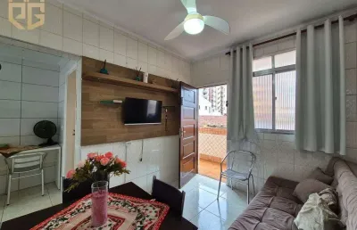 Apto 1 dorm, 37m², 1º andar escada, 100m da praia, mobiliado, boqueirão