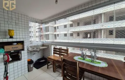 Apto 560 mt praia, com 1 dorm, 1 banh, 1 lavabo, varanda gourmet, 1 vaga, lazer.