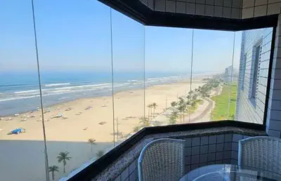 Apto 3 dorms, 1 suíte, 1 vaga, 80m², vista total para o mar, mirim, 30m da praia