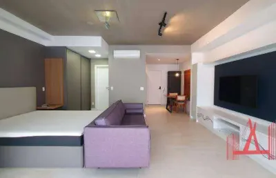 Apartamento studio mobiliado com 1 dormitório para locação, com 50m² - itaim bibi.