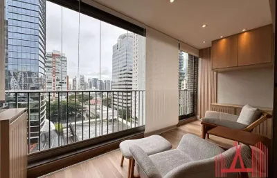 Apartamento studio mobiliado para locação com 1 dormitório, 1 vaga de garagem, com 60 m² - itaim bibi