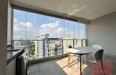 Apartamento stúdio mobiliado para locação com 1 dormitório, 1 vaga de garagem, com 45 m² - moema