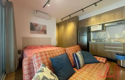 Apartamento studio mobiliado para locação com 1 dormitório, 1 vaga de garagem, com 42 m² - consolação