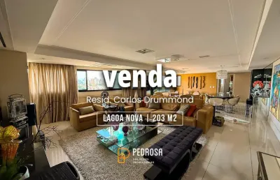 Apto com 203 m2 - 4 quartos (3 suítes) - carlos drummond de andrade - lagoa nova - 3 vagas livres - alto padrao