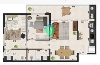 Apartamento 59m² à venda por r$540.000,00 no marapé em santos, sp