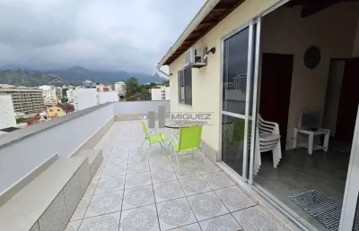 Excelente cobertura a venda na rua josé higino. varandão, sala ampla em 2 ambientes, banheiro social, 3 quartos, 1 suíte, ambos com armários e climatizados, cozinha espaçosa, área de serviço, 1 vaga d