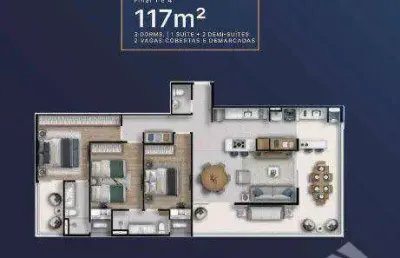 Apartamento com 3 dormitórios à venda, 117 m² - jardim das nações - taubaté/sp
