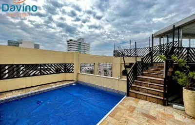 1,29milhao - cobertura com mais de 205m area util - 100m do mar da vila tupi 5 quartos 3 suites piscina e epsaço gourmet privativos