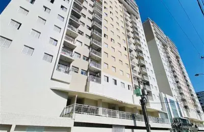 Apartamento de 1 dormitório com sacada vista mar e infraestrutura de lazer completa