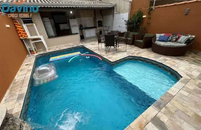 950mil - casa alto padrão - espaço gourmet com churrasqueira piscina semi mobiliada planejados