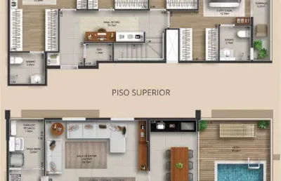 247,2mil entrada - cobertura duplex 4 suites piscina privativa 3 vagas alto padrao fino acabamento