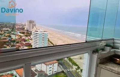Apartamento em prédio frente praia com vista mar 2 quartos 1 suite sacada com churrasqueira lazer