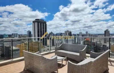 Studio no centro de curitiba! andar alto, mobiliado