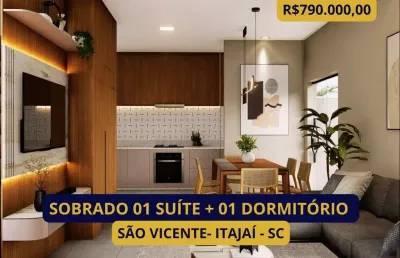 Sobrado para venda em itajaí, são vicente, 2 dormitórios, 1 suíte, 3 banheiros, 1 vaga