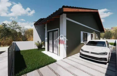 Casa com 2 dormitórios, 1 vaga garagem, espaço de terreno nos fundos, à venda, 67 m² por r$ 369.900 - benedito - indaial/sc