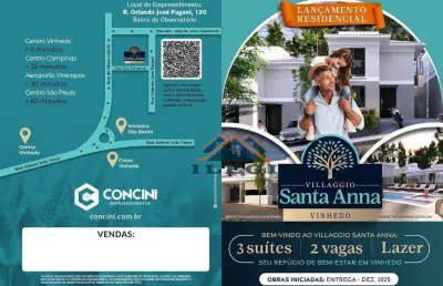 Lançamento em vinhedo.  condomínio villagio santa anna.
