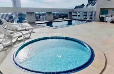 Flat com hidromassagem,  camareira piscina e salão de jogos em são vicente