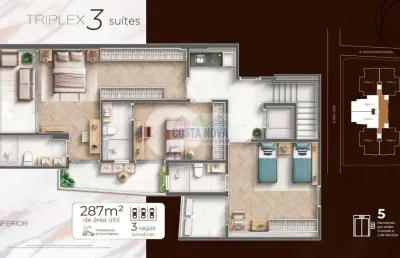 Lançamento á venda, uma excelente cobertura triplex à 2 quadras da praia no embaré
