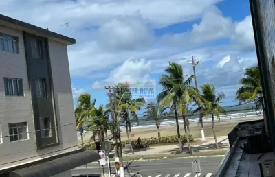 Kitnet mobiliada com vista lateral para o mar na aviação, praia grande
