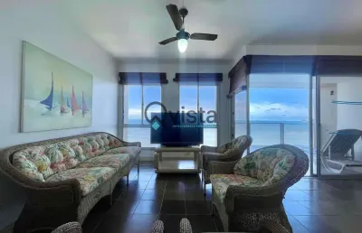 Apartamento 4 dormitórios, 1 suite, vista total para o mar com sacada para locação na pitangueiras