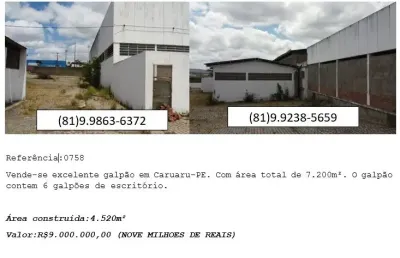 Barracão / Galpão / Depósito com 6 salas à venda na Centro, 03, Centro, Caruaru