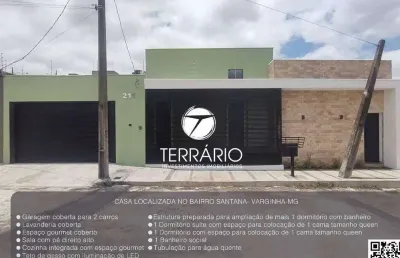 Casa à venda no santana em varginha com 1 quarto, 1 suíte, 2 banheiros, churrasqueira e 2 vagas