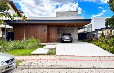 Casa térrea à venda, condomínio reserva das figueiras - 4 suítes - escritório e piscina