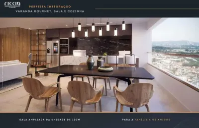 Apartamento com120m², 4 dormitórios, sendo 4 suítes, varanda gourmet integrada com sala e cozinha, lavabo, e 2 vagas de garagem.