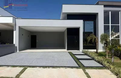 Casa nova a venda, em condomínio fechado, indaiatuba/sp. 3 suítes e escritório
