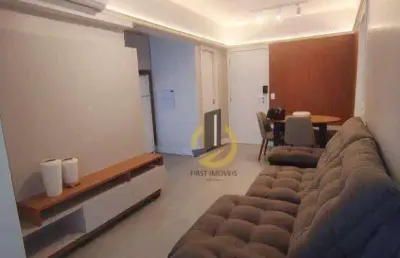 Apartamento mobiliado para locação no condomínio air brooklin - 50m² - 1 suíte - lavabo - varanda envidraçada - 1 vaga coberta